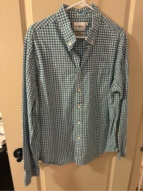 Goodfellow & Co Men's Blue Green Plaid Button-Down Shirt
